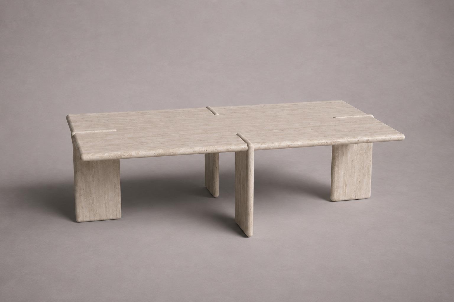 Luna Rectangular Travertine Coffee Table