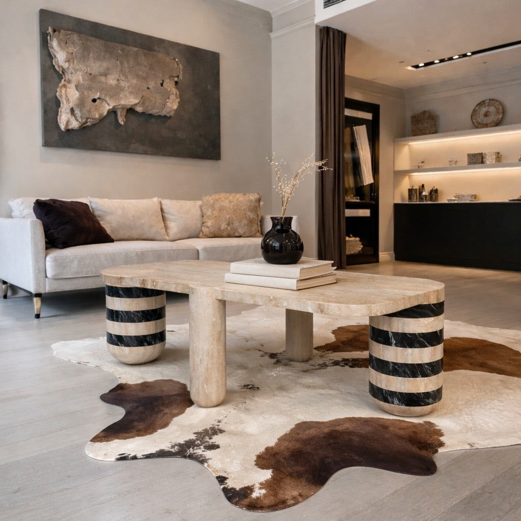Exa Travertine Oval Coffee Table