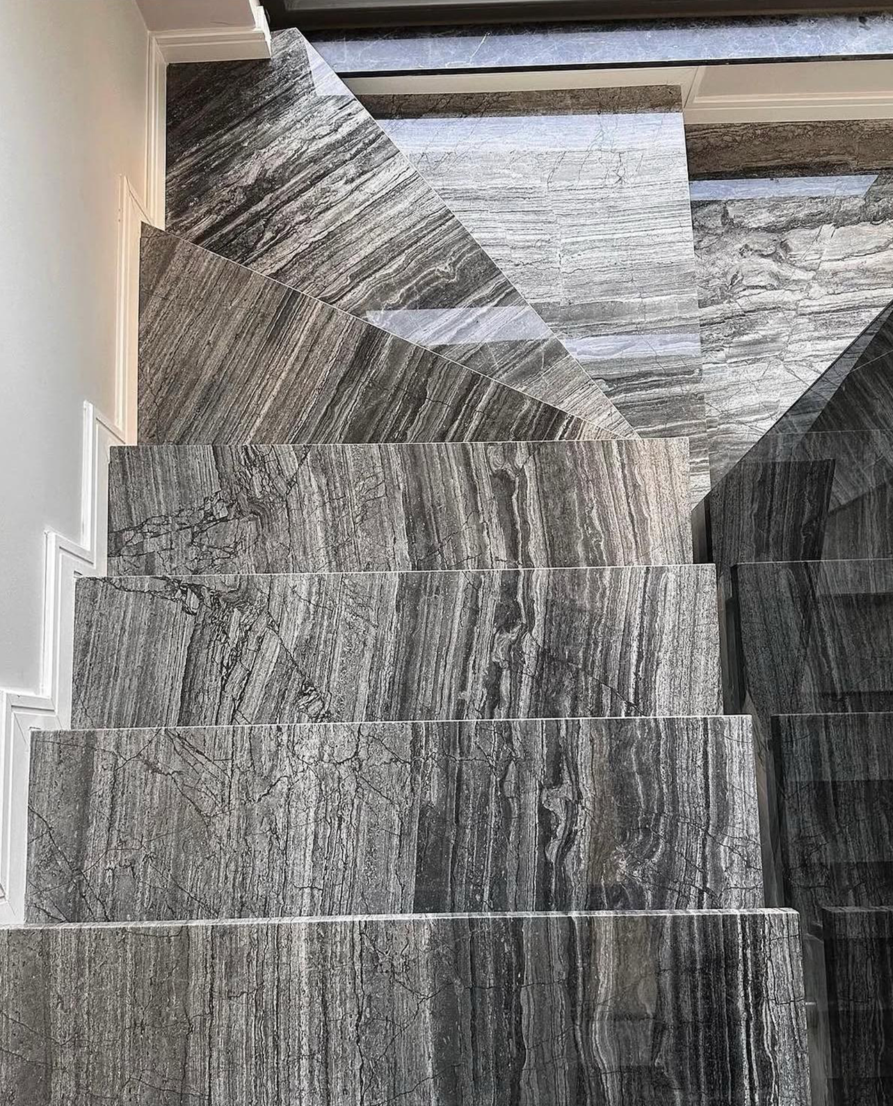 Our Custom Project For Interior Designer - Silver Fantasy Marble – A Luxurious Choice for Custom Staircase Cladding