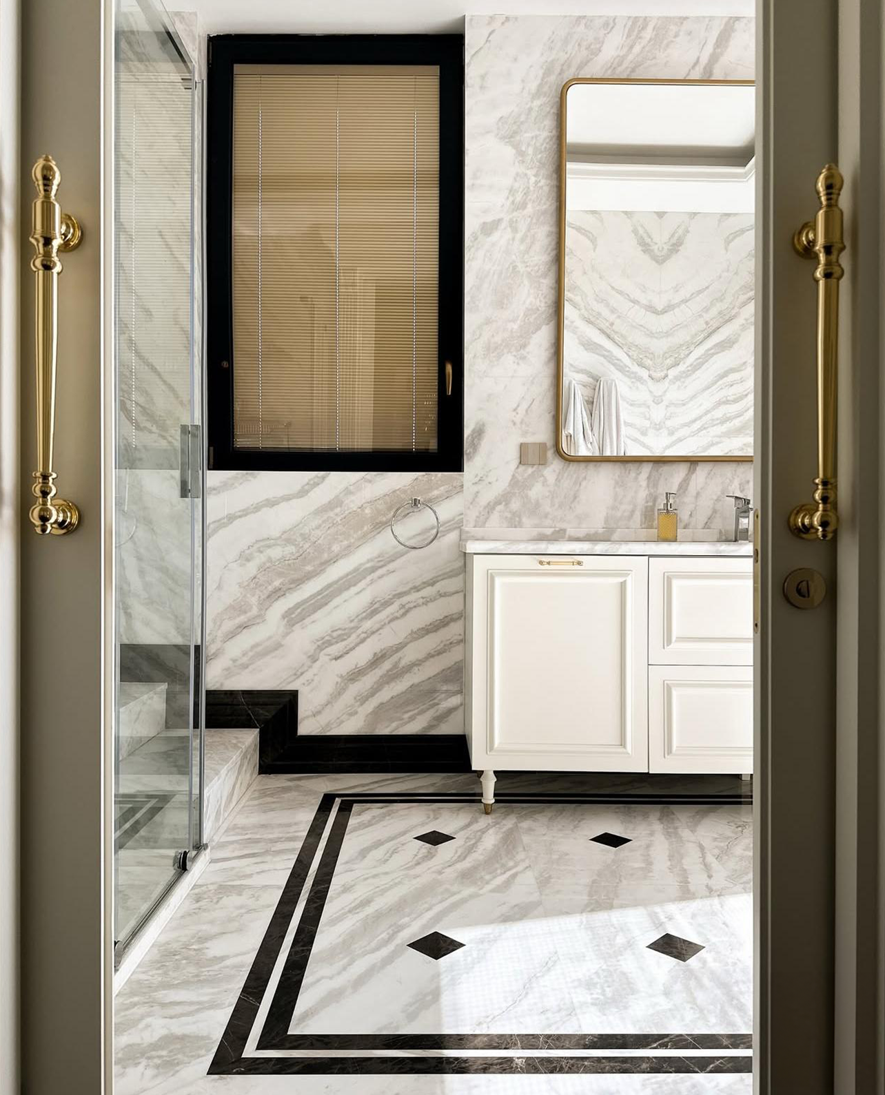 Our Custom Project For Interior Designer - New Wave & Bruno Perla Marble – A Luxurious Choice for Bathroom Flooring & Wall Cladding