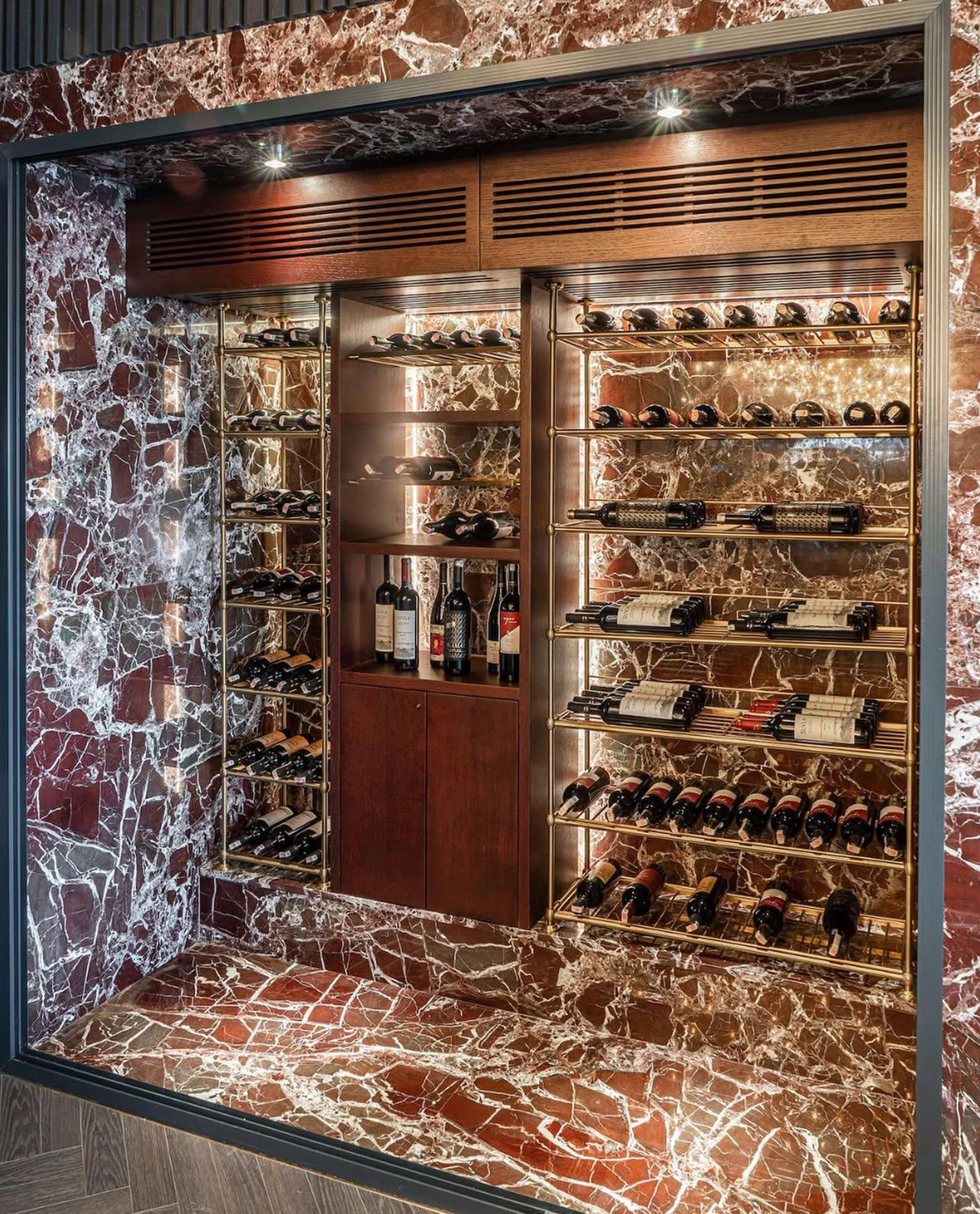 Our Custom Project For Interior Designer - Rosso Levanto Marble – A Luxurious Choice for Custom Wine Cabinet Design