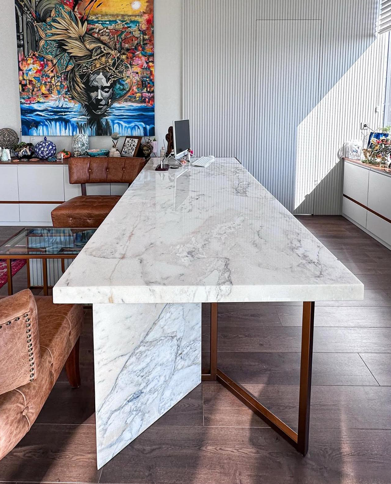 Our Custom Project For Interior Designer - Violet Marble – A Luxurious Choice for Custom Office Desk Design