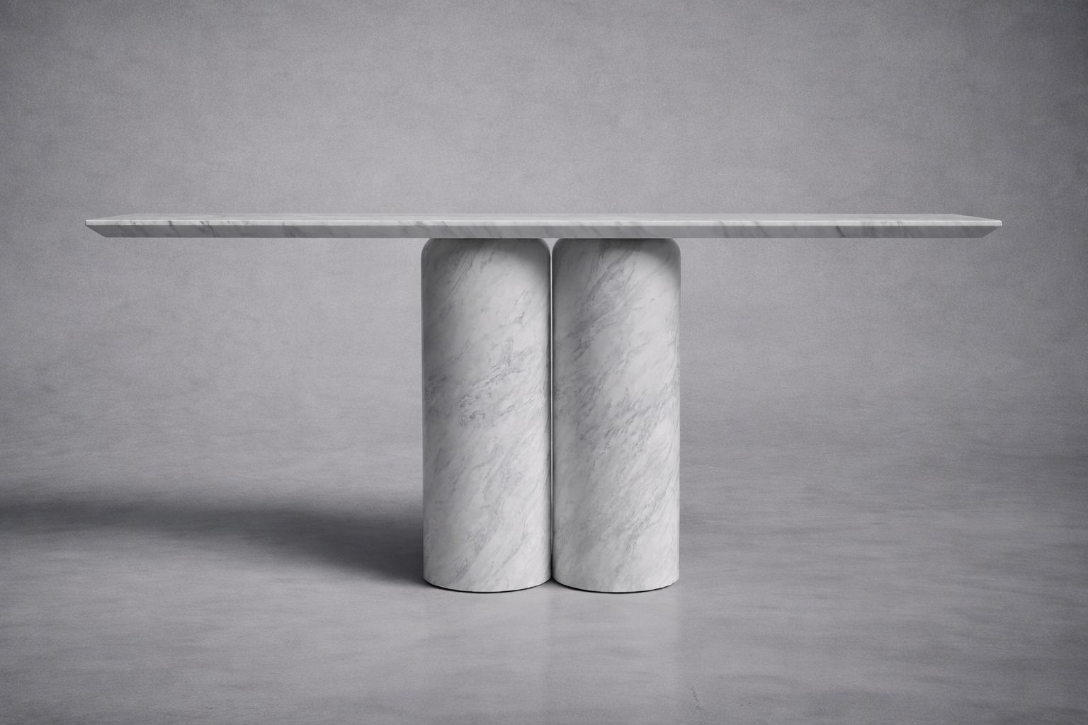 Bullet Italian Carrara Marble Console Table