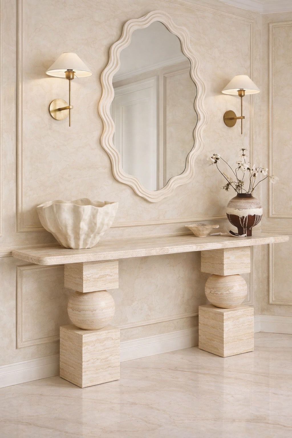 Axis Travertine Console Table