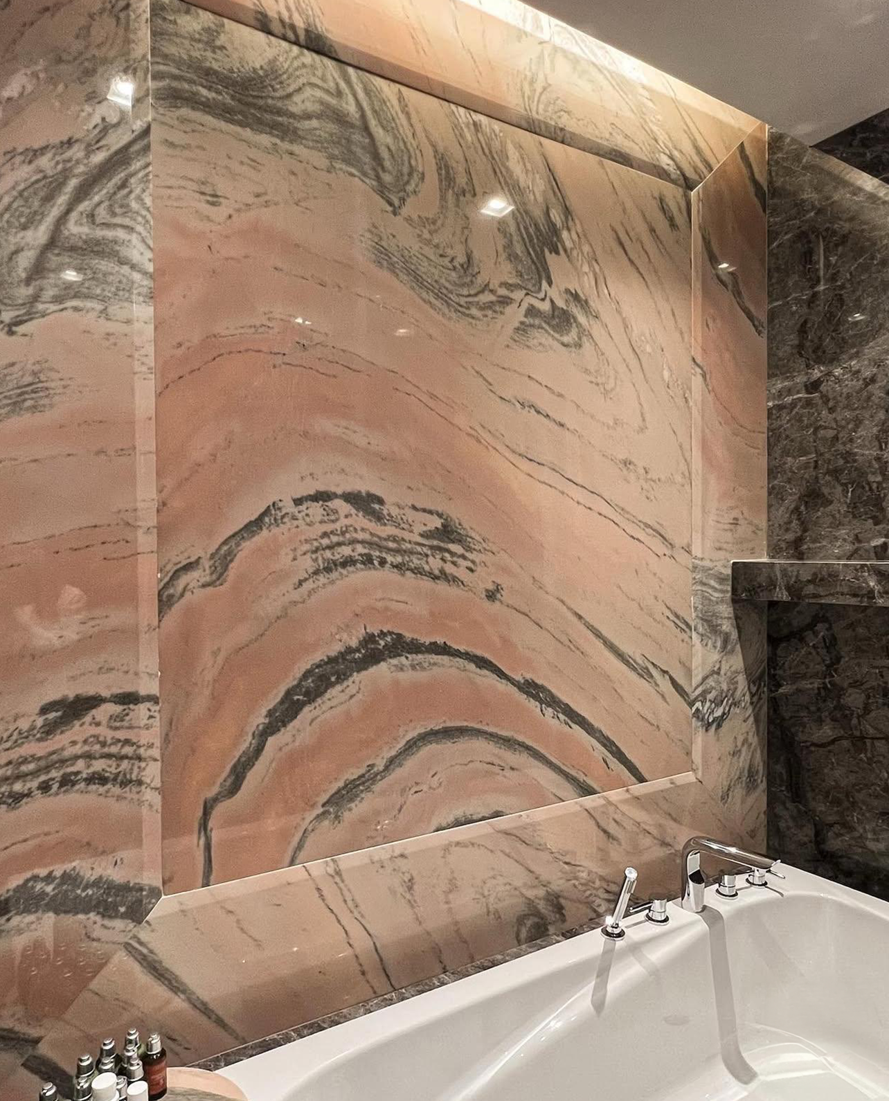 Our Custom Project For Interior Designer - Agora, Rolex & Pinkwave Marble – A Luxurious Choice for Custom Bathroom Design