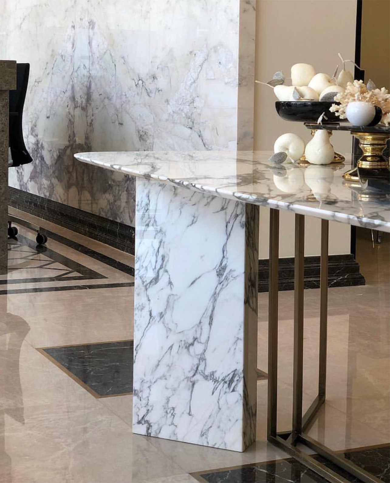 Our Custom Project For Interior Designer - Italian Arabescato Marble – A Luxurious Choice for Hotel Lobby Decorative Table Design