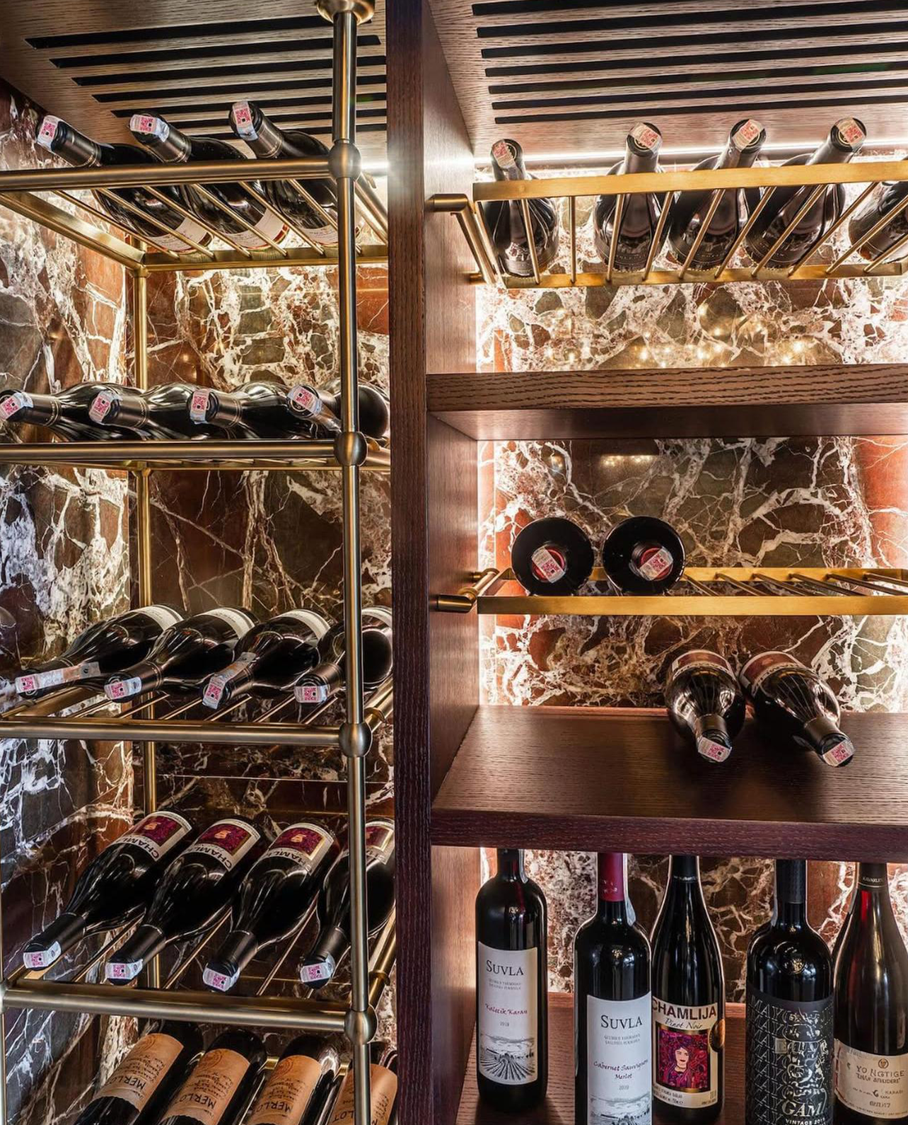 Our Custom Project For Interior Designer - Rosso Levanto Marble – A Luxurious Choice for Custom Wine Cabinet Design