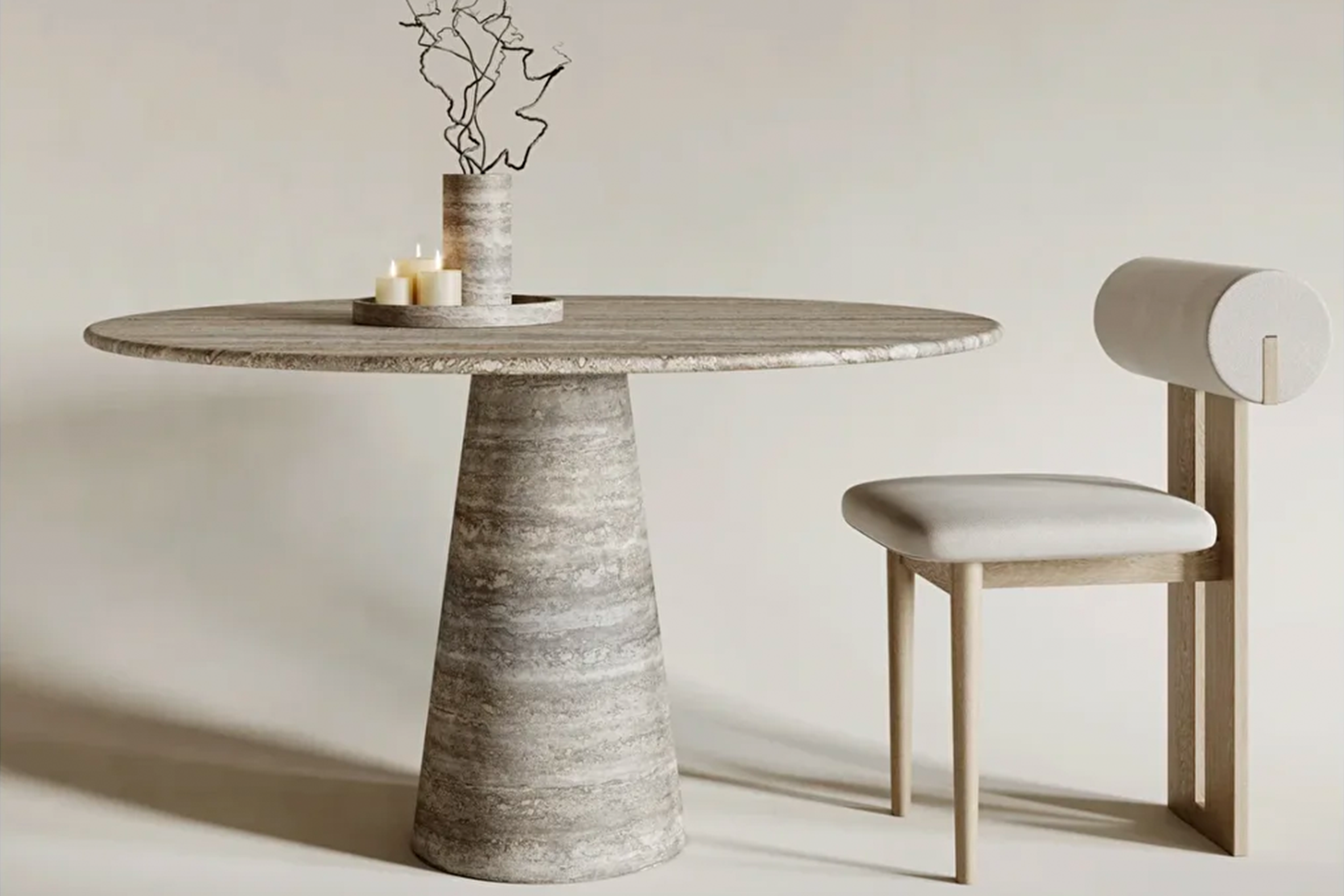 Mistline Travertine Round Table