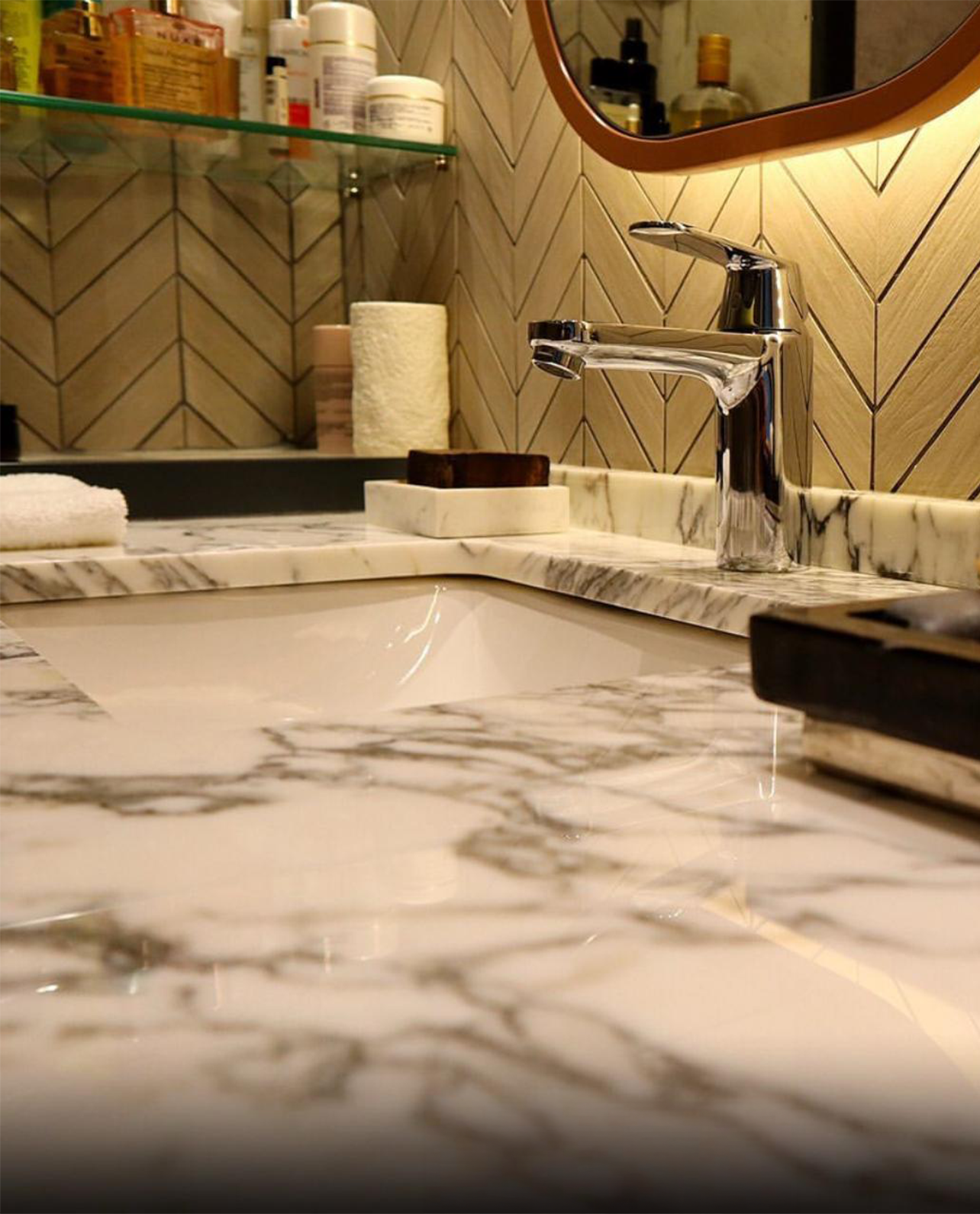 Our Custom Project For Interior Designer - Italian Arabescato Marble – A Timeless Choice for Custom Bathroom Countertop Design