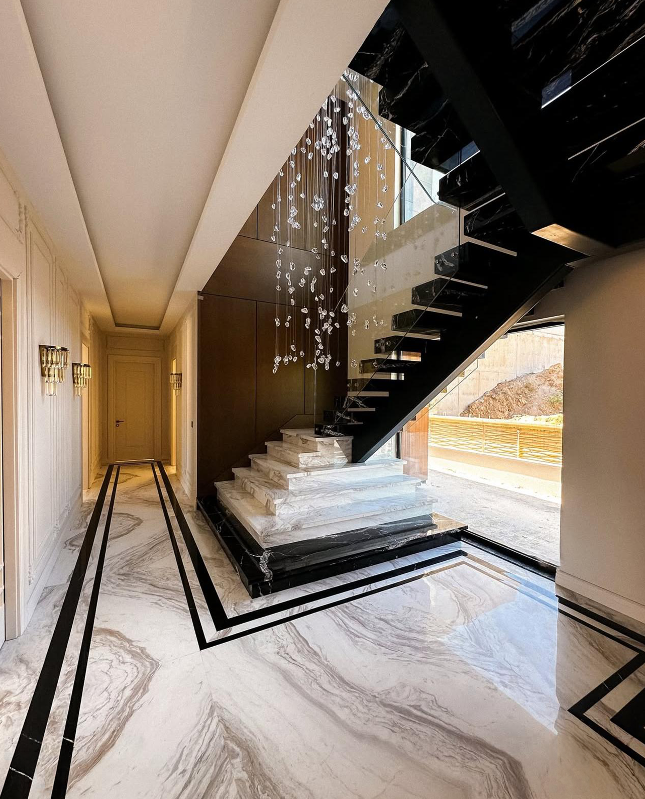 Our Custom Project For Interior Designer - Alexander Black & Volakas Marble – A Luxurious Choice for Staircase & Flooring Design