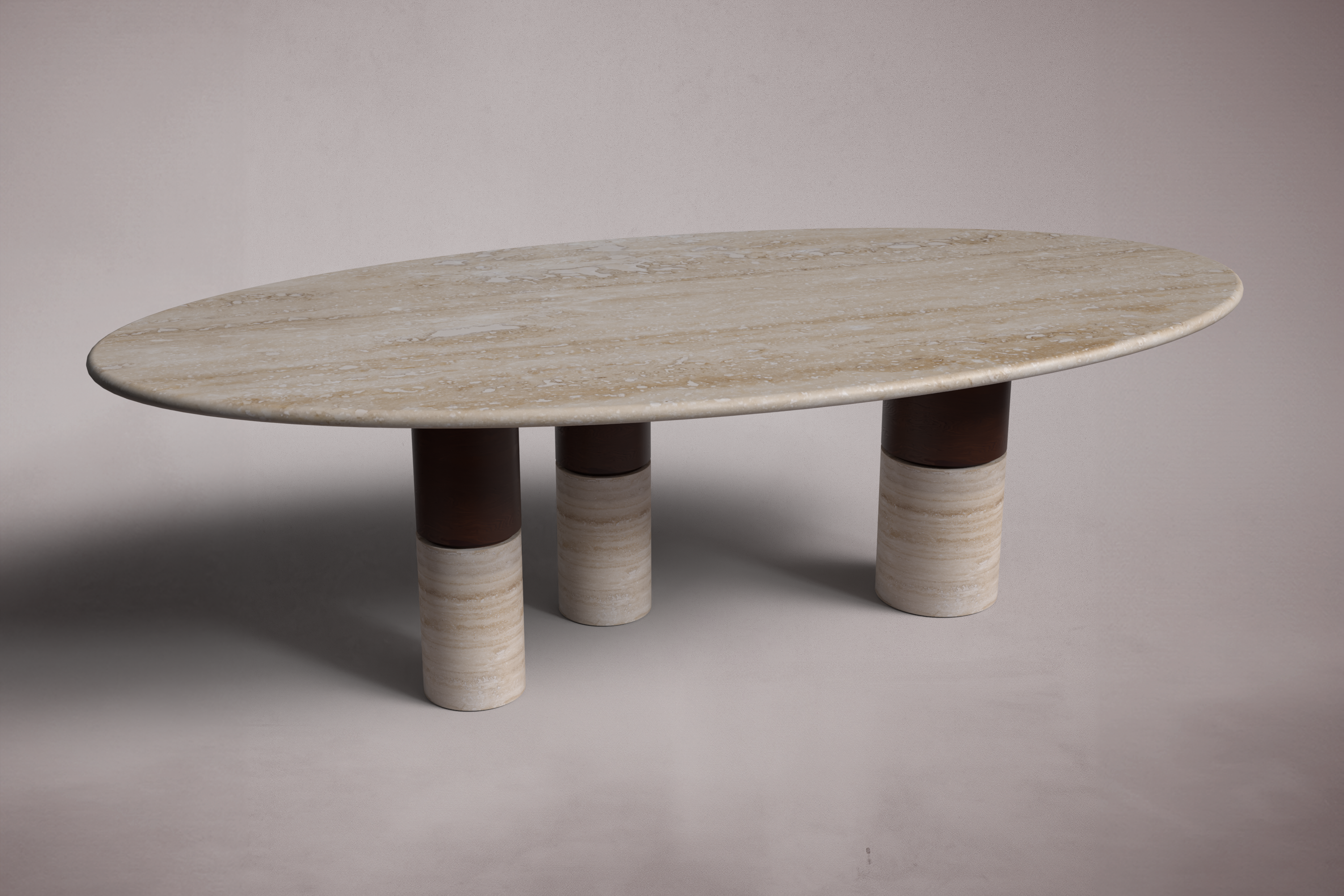 Earthline Travertine Oval Dining Table