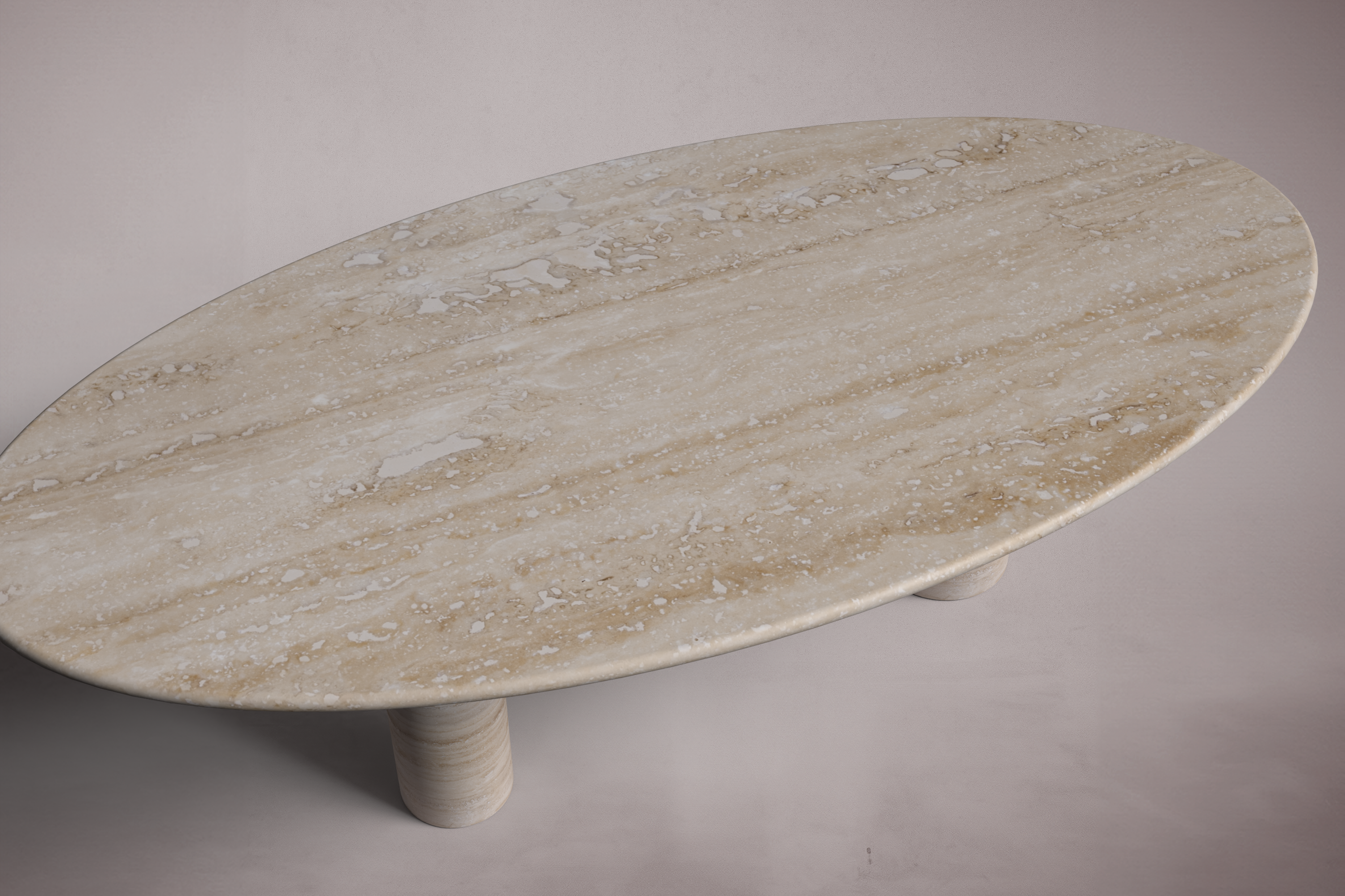 Earthline Travertine Oval Dining Table