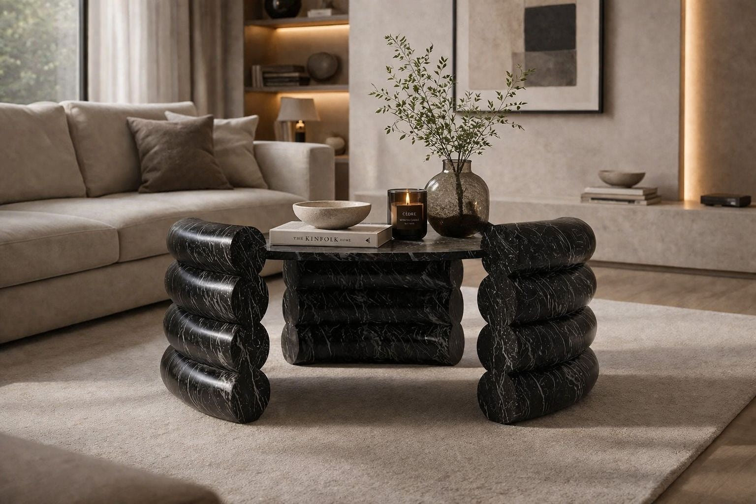 Antonette Alexander Black Marble Round Coffee Table