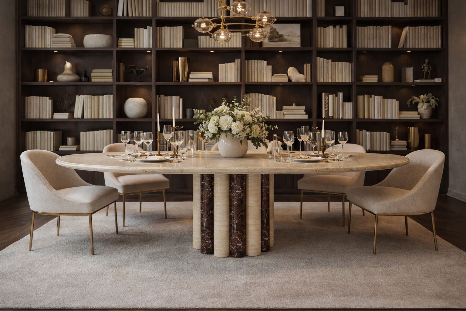 Monolith Oval Travertine Dining Table