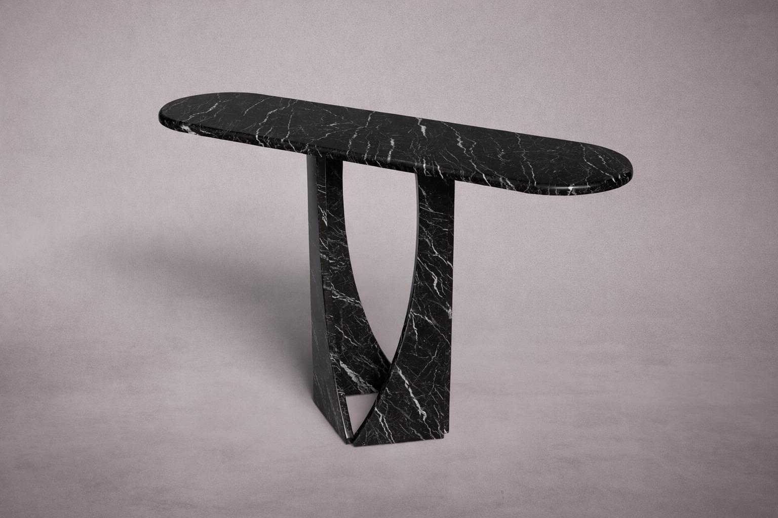 Manchot Alexander Black Marble Console Table