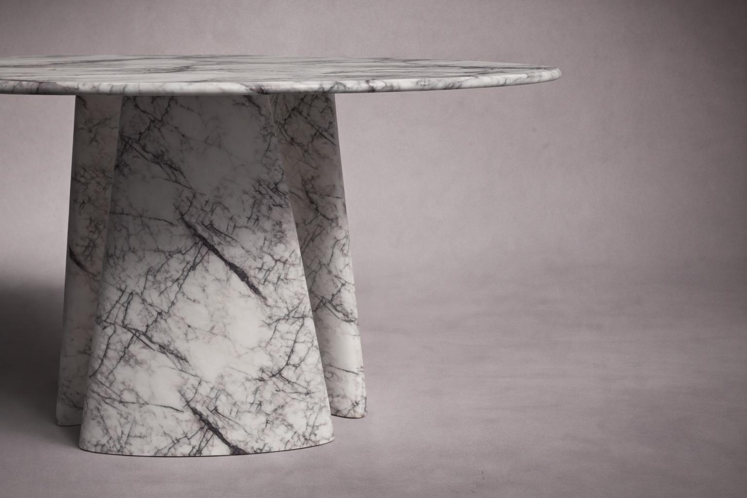 Guasha Lilac White Marble Round Dining Table