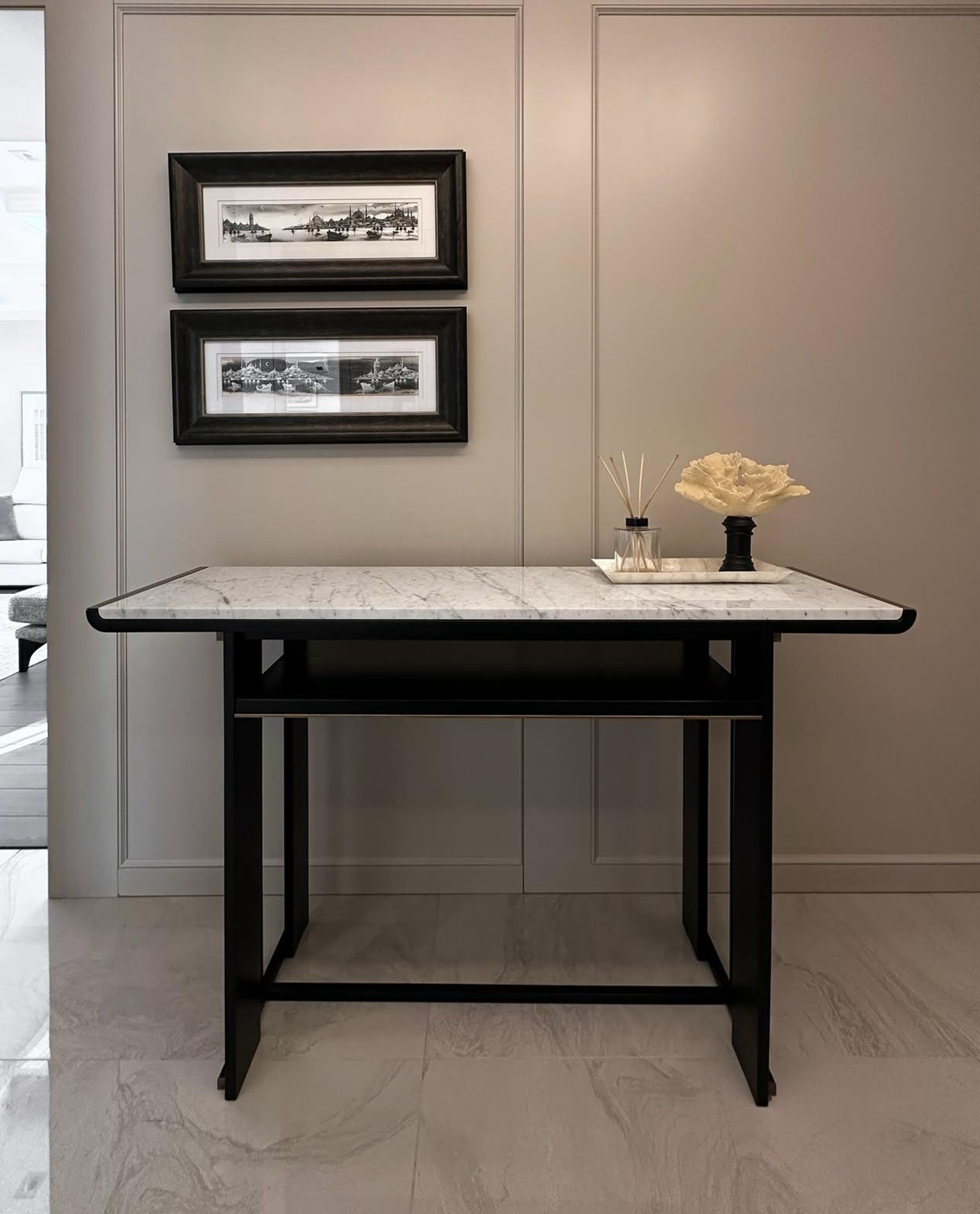 Our Custom Project For Interior Designer - Carrara Marble – A Timeless Choice for Custom Console Tables
