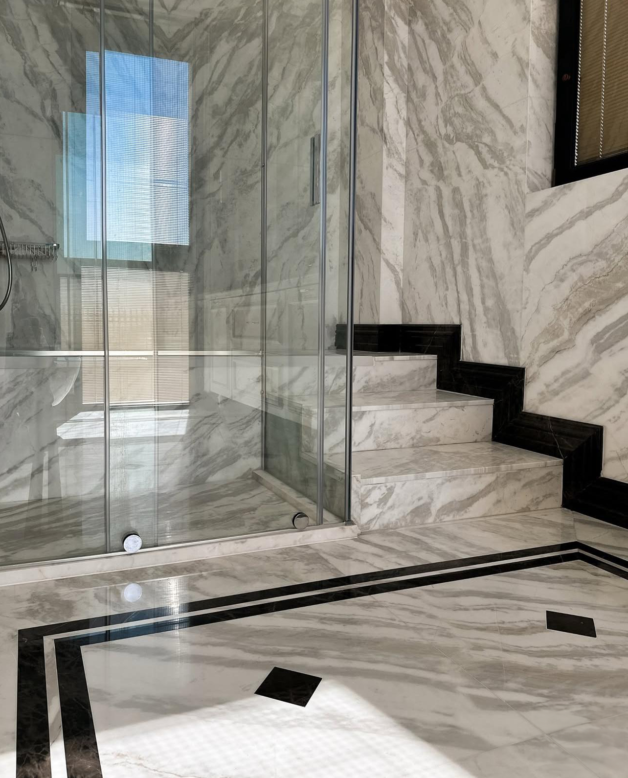 Our Custom Project For Interior Designer - New Wave & Bruno Perla Marble – A Luxurious Choice for Bathroom Flooring & Wall Cladding