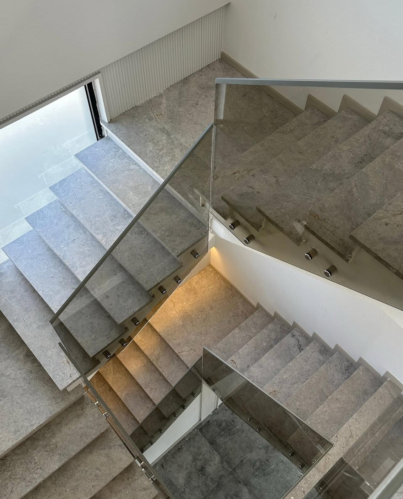 Our Custom Project For Interior Designer - Tundra Grey Marble – A Sophisticated Choice for Custom Staircase Cladding
