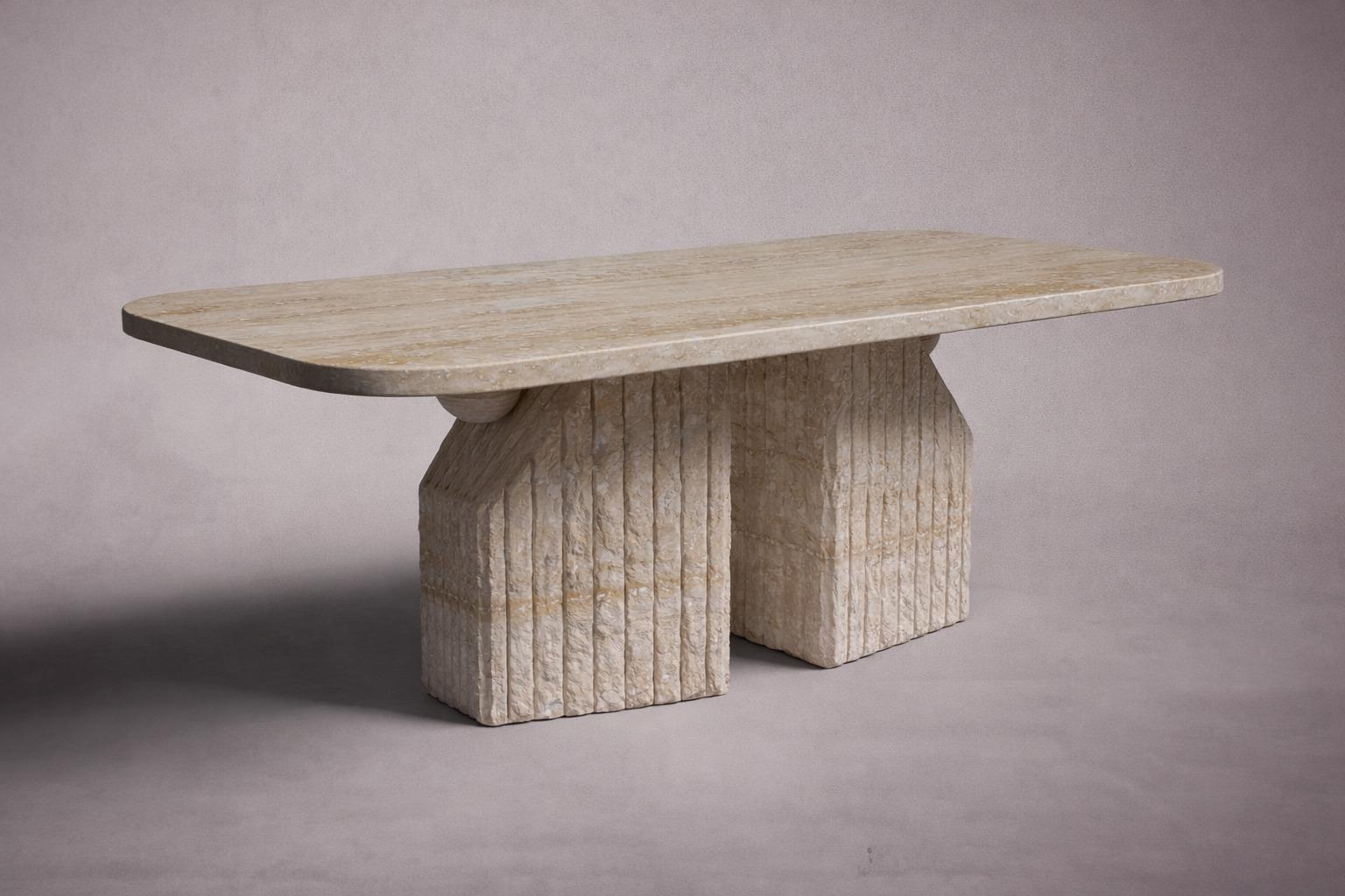 Nida Rectangular Travertine Dining Table