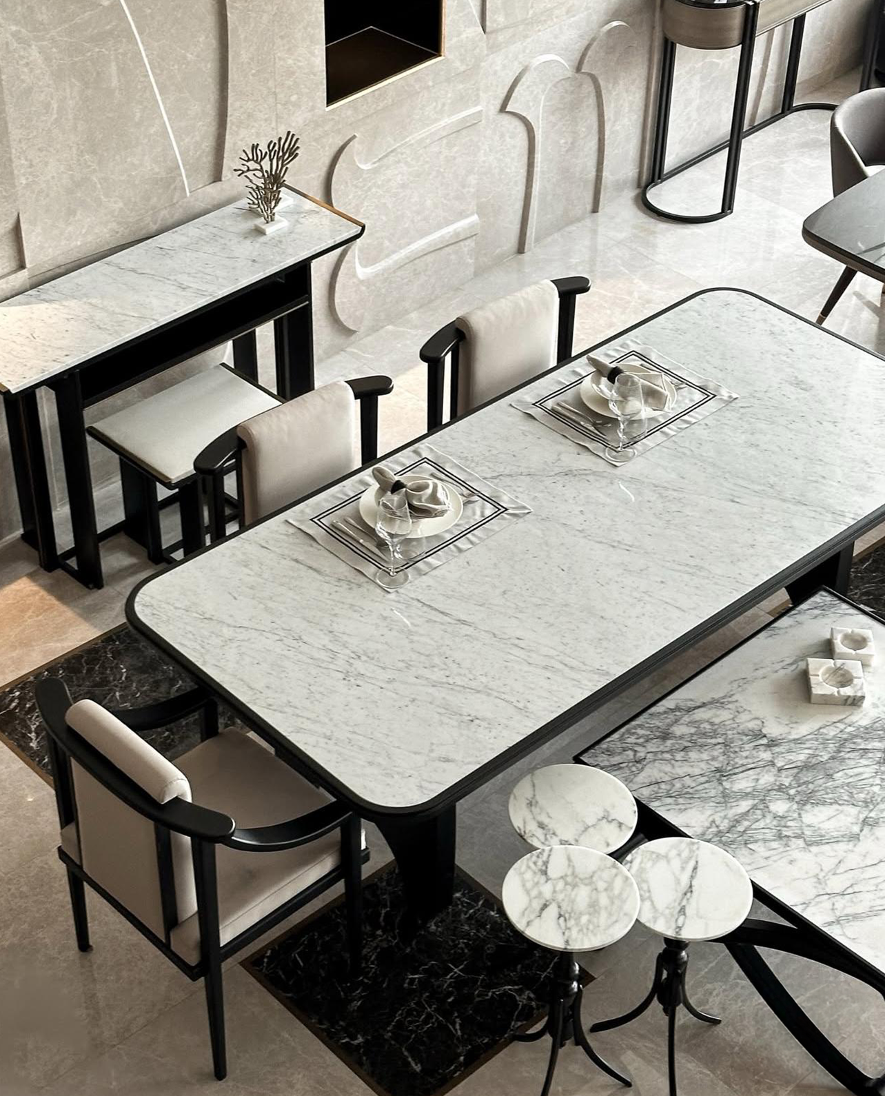 Our Custom Project For Interior Designer - Carrara Marble – A Timeless Choice for Custom Dining & Console Tables