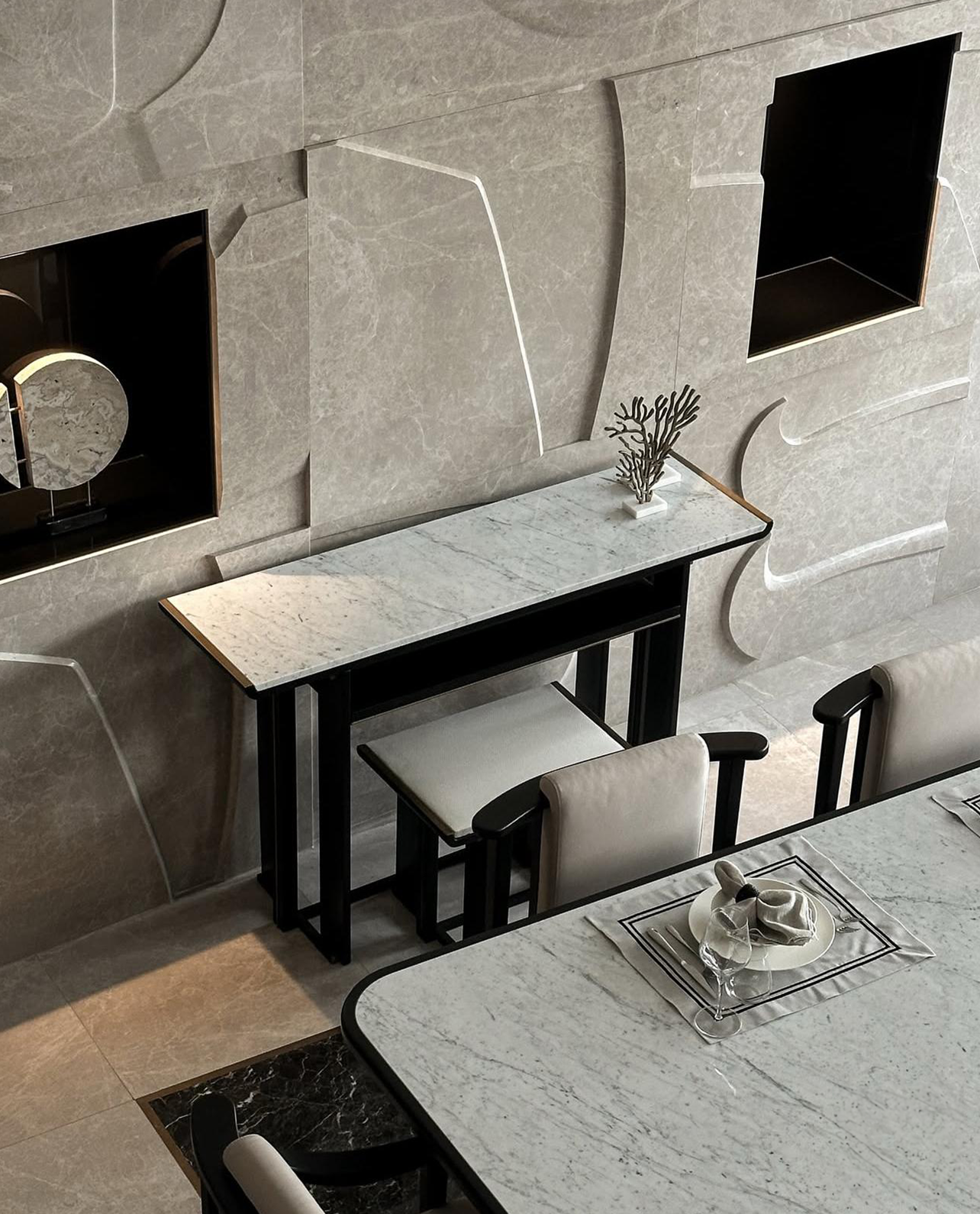 Our Custom Project For Interior Designer - Carrara Marble – A Timeless Choice for Custom Dining & Console Tables
