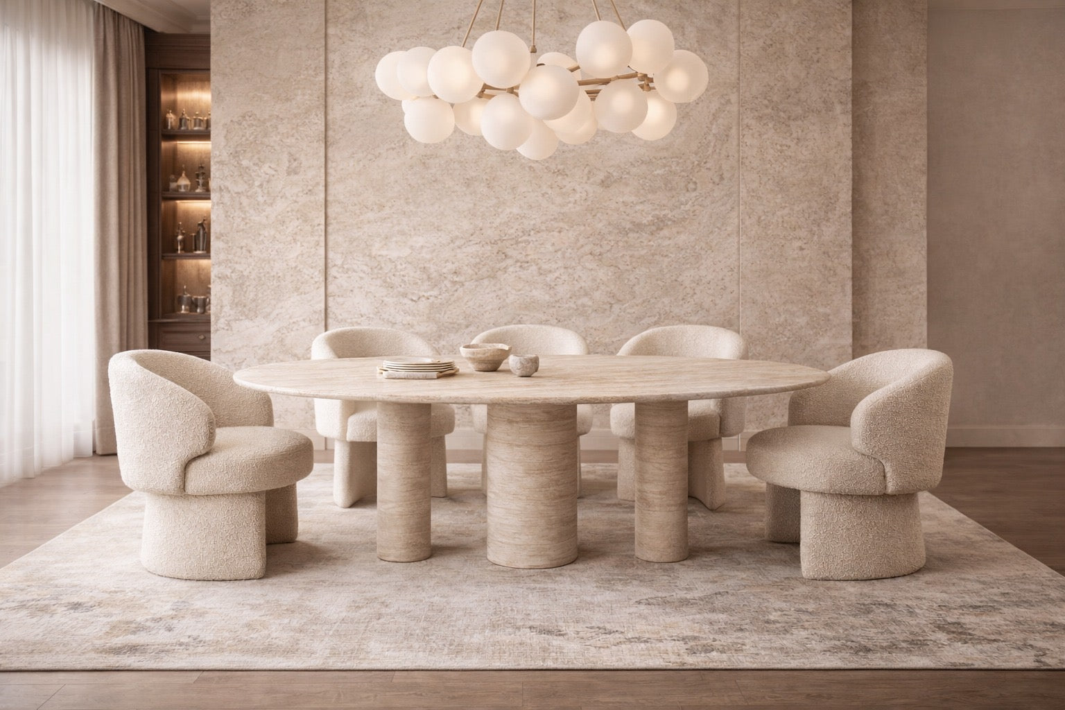 Pietra Tre Travertin Ovaler Esstisch