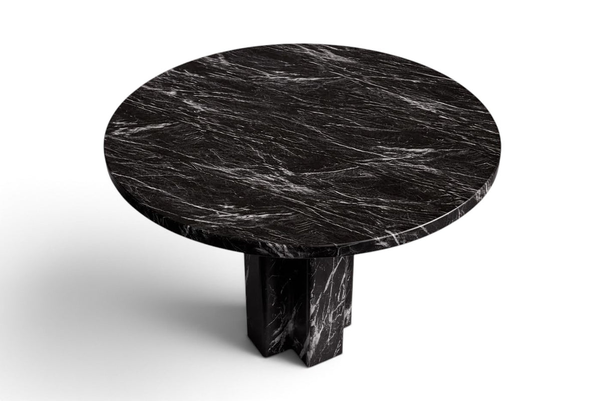 black marble round table. round black marble dining table. black marble entry table. black marble round entry table. black marble hallway table. custom marble dining table. custom marble table. custom black marble dining table.