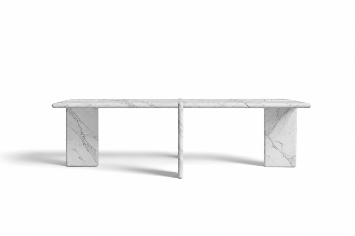 Luna Rectangular Italian Carrara Marble Coffee Table