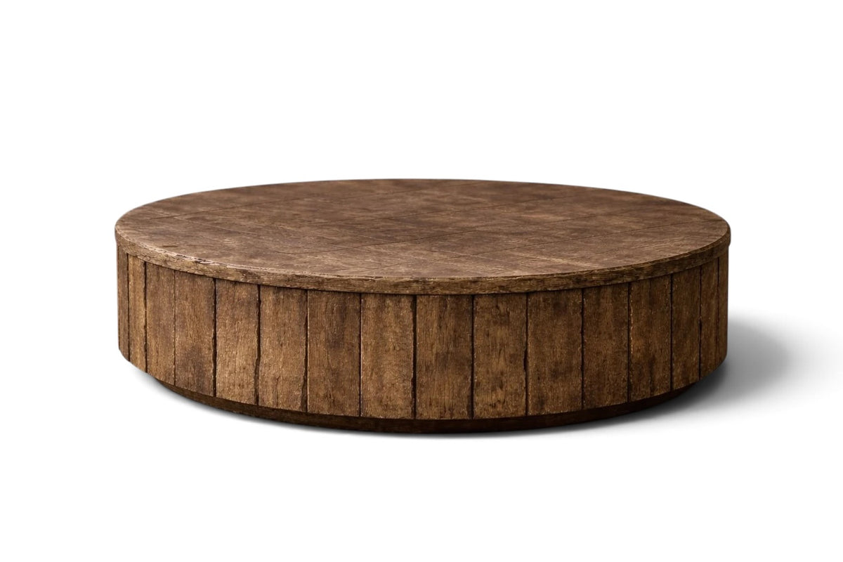reclaimed wood round coffee table. round reclaimed wood coffee table. handmade reclaimed wood round coffee table. custom reclaimed wood round coffee table. solid wood round coffee table. rustic reclaimed wood round coffee table. low profile round coffee table in reclaimed wood. round coffee table made from reclaimed wood. modern organic reclaimed wood round coffee table. farmhouse reclaimed wood round coffee table