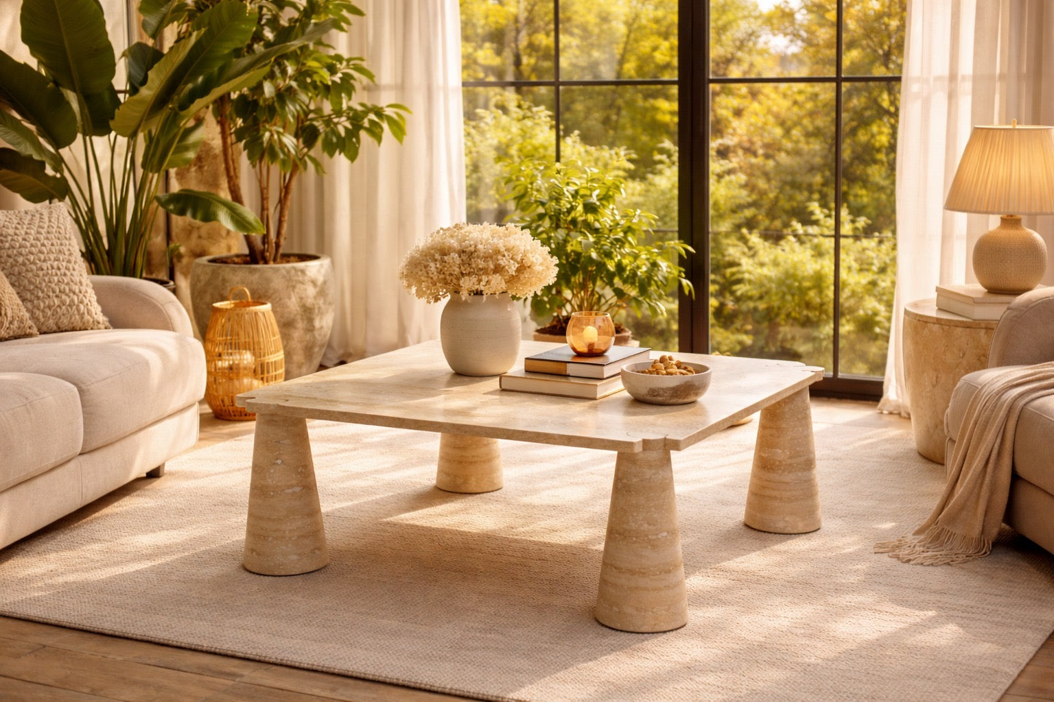 Rene Travertine Coffee Table