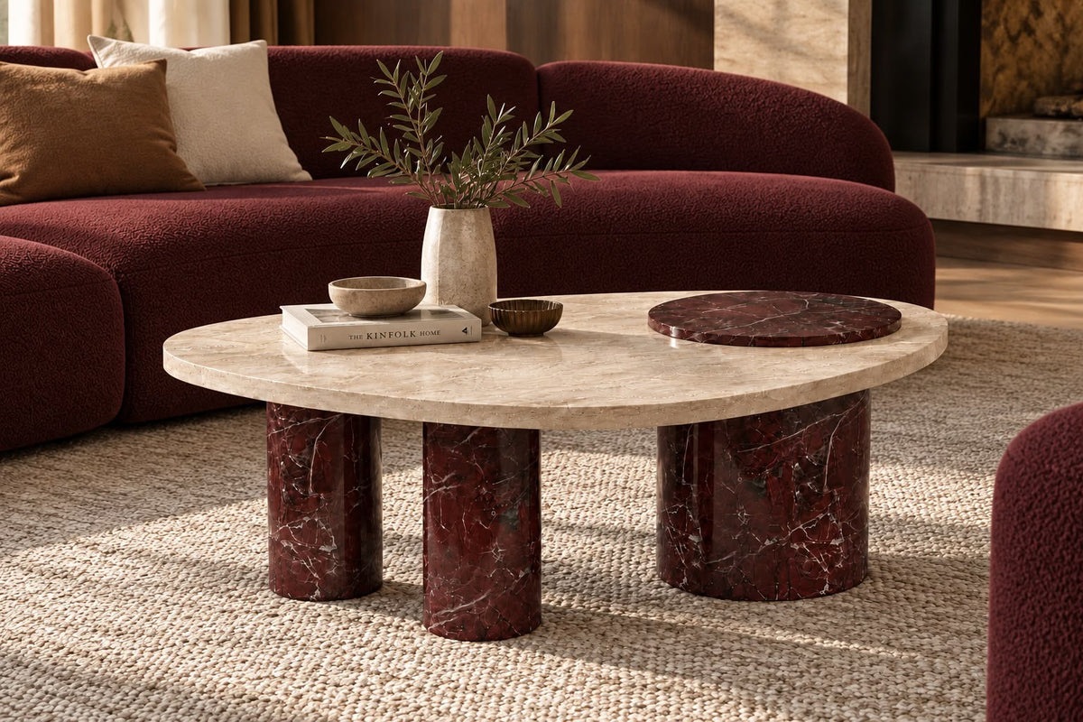 Krita Rosso Levanto Red Marble Coffee Table