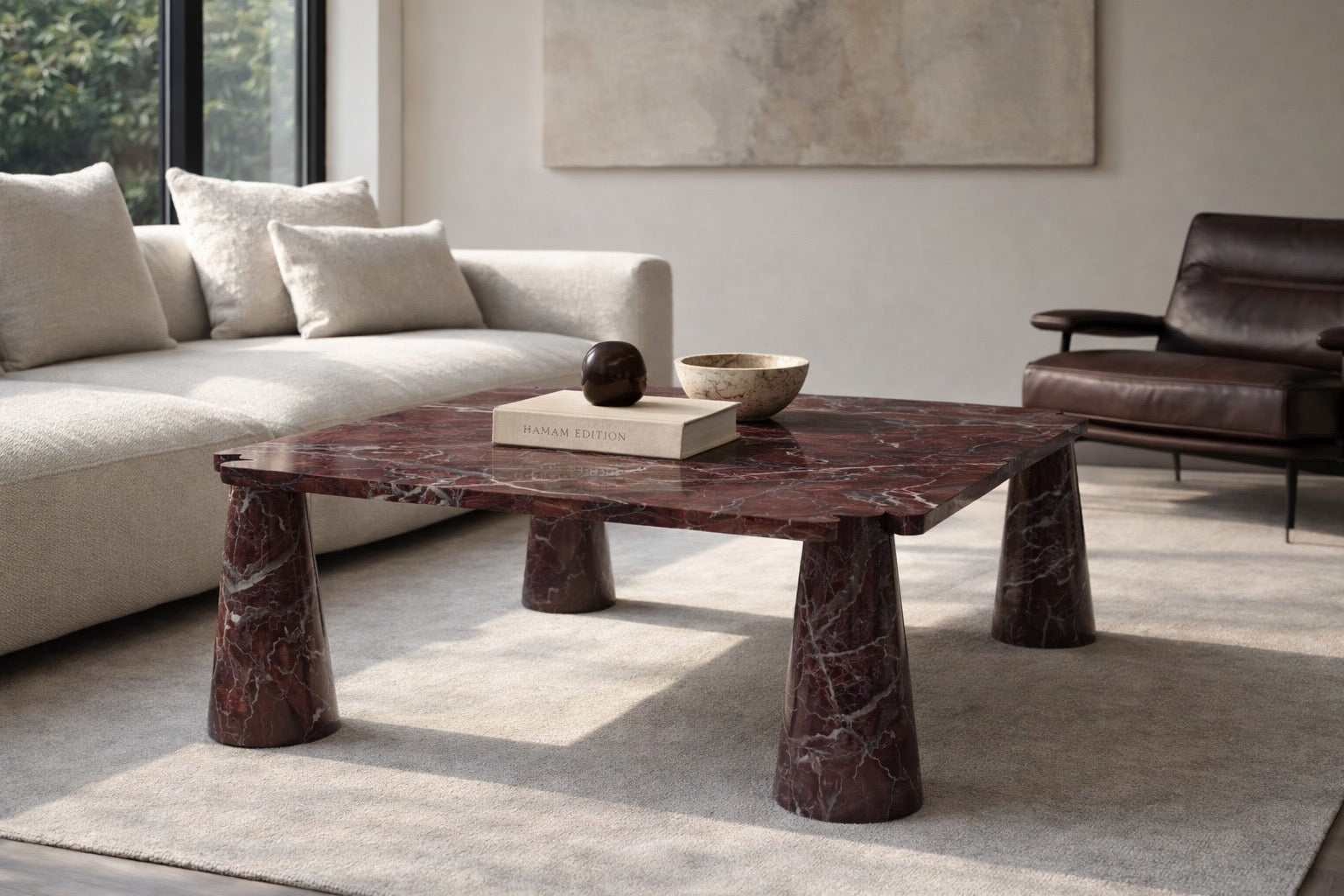 Rene Rosso Levanto Red Marble Coffee Table
