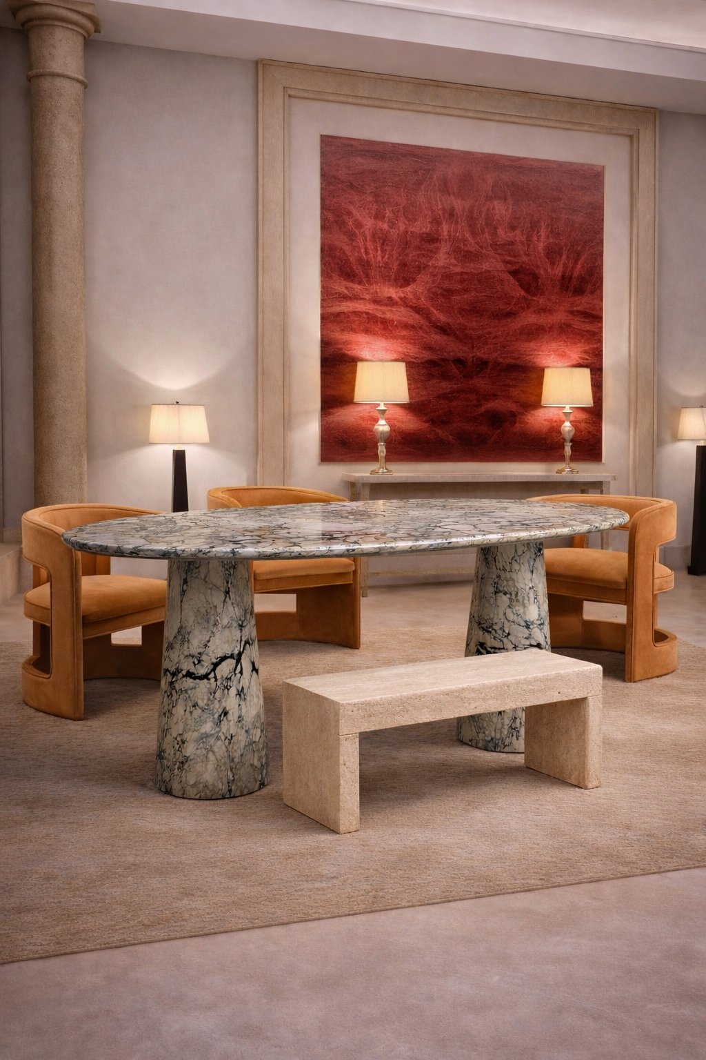 Elegance De Pierre Calacatta Viola Marmor Ovaler Esstisch