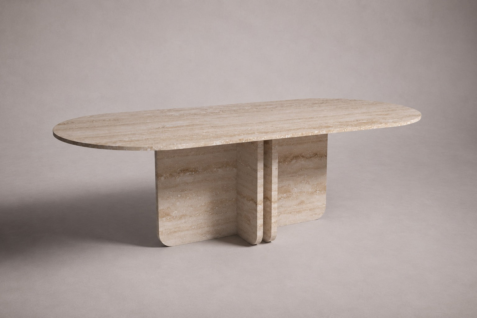 Valery Travertine Oval Dining Table