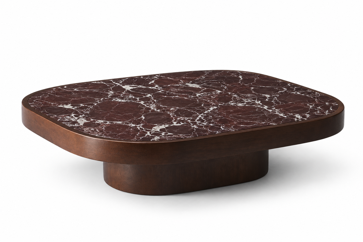 Valente Rosso Levanto Red Marble Coffee Table