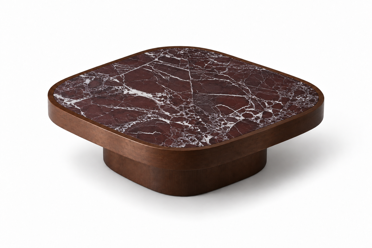 Valente Rosso Levanto Red Marble Coffee Table
