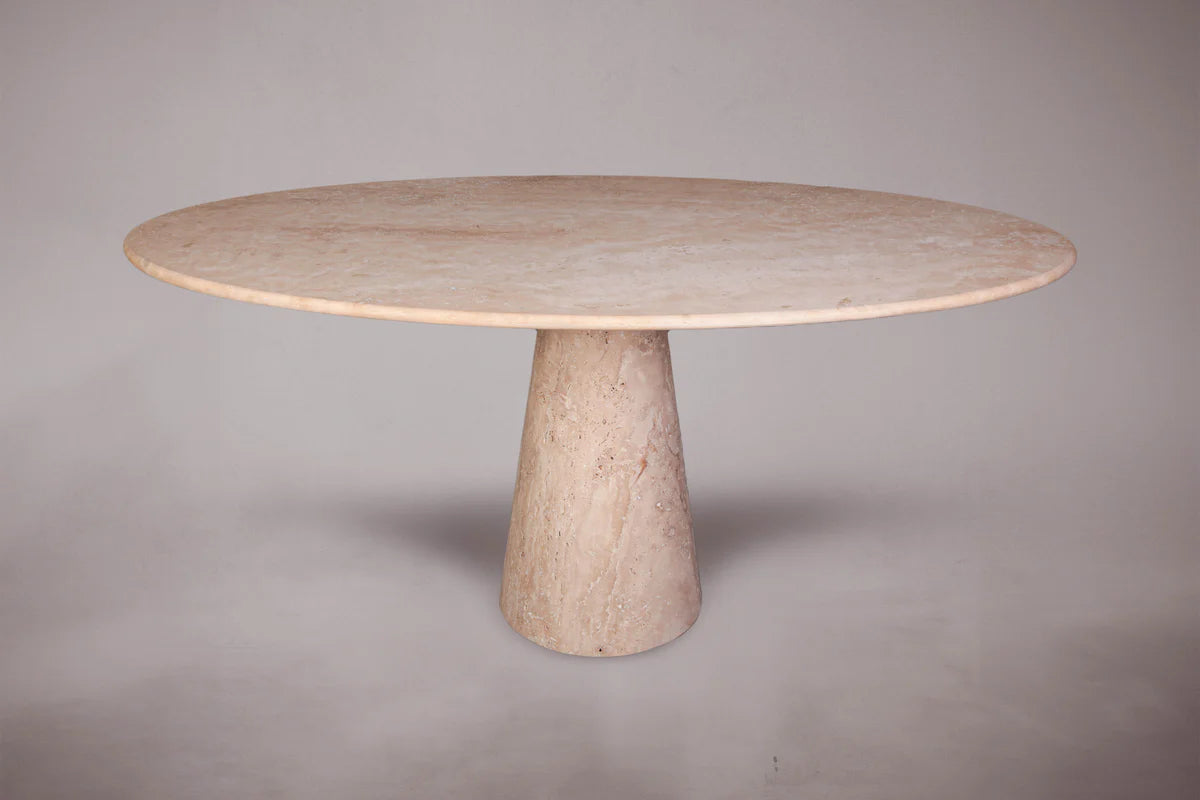 Custom Rosso Levanto Marble Solitary Cone Oval Dining Table