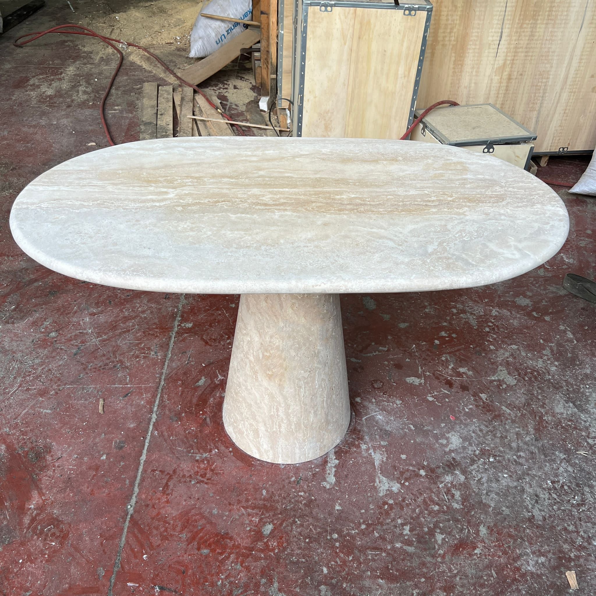 Custom Travertine Oval Dining Table