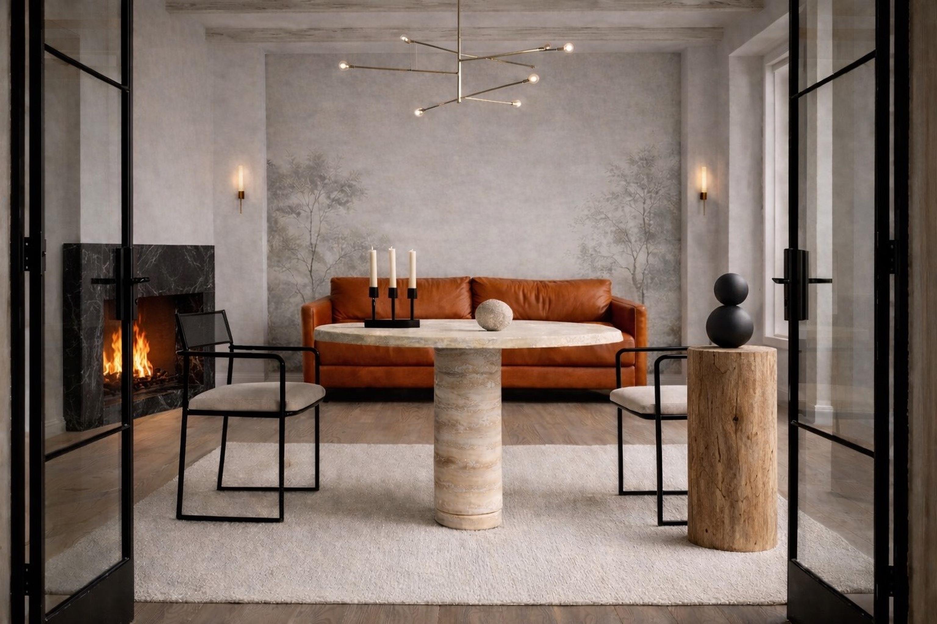 Marylou Travertine Round Table