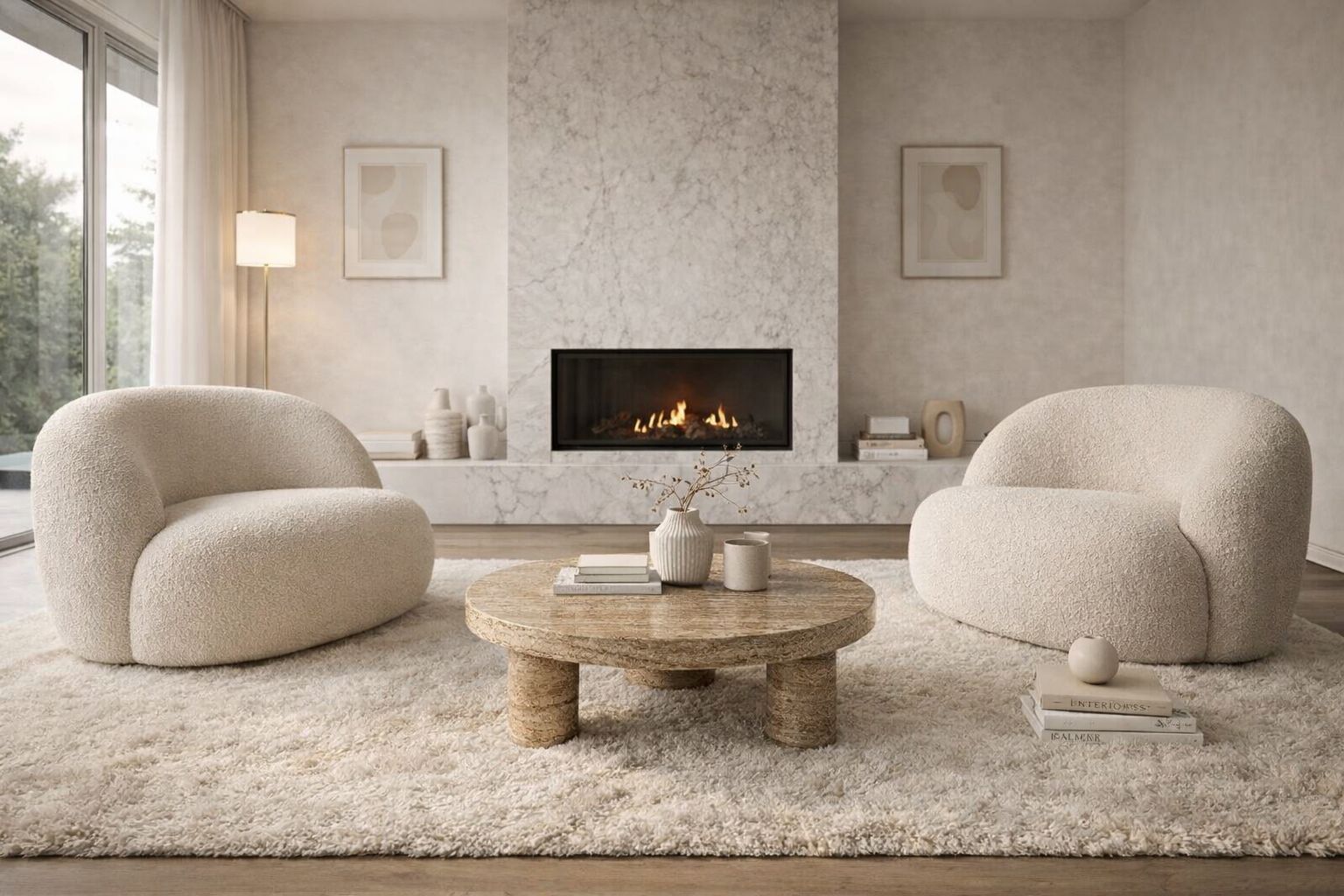 Bora Noche Travertine Round Coffee Table