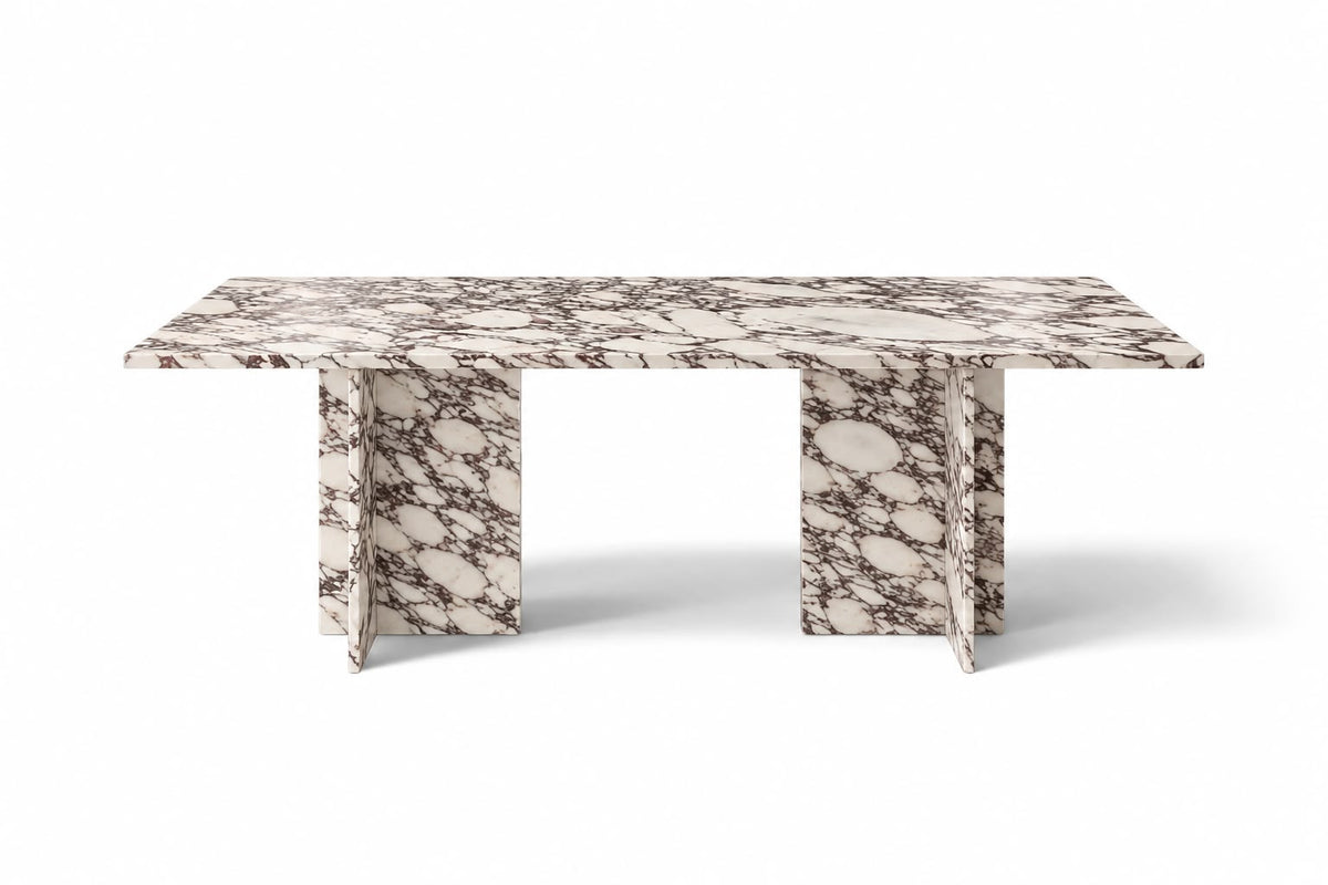 calacatta viola marble dining table. viola marble dining table. large marble dining table. custom marble dining table. custom marble table. outdoor marble table. rectangular marble dining table.