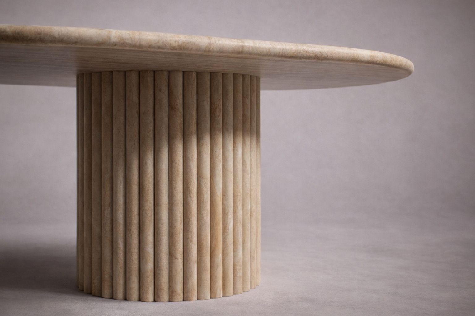 Aurelia Oval Noche Travertine Dining Table