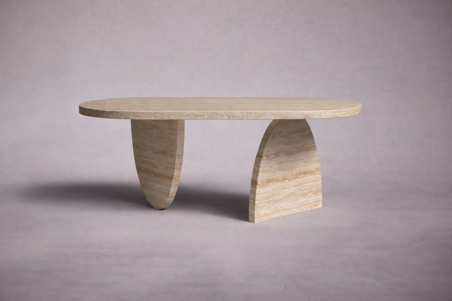 Pilar Travertine Oval Coffee Table