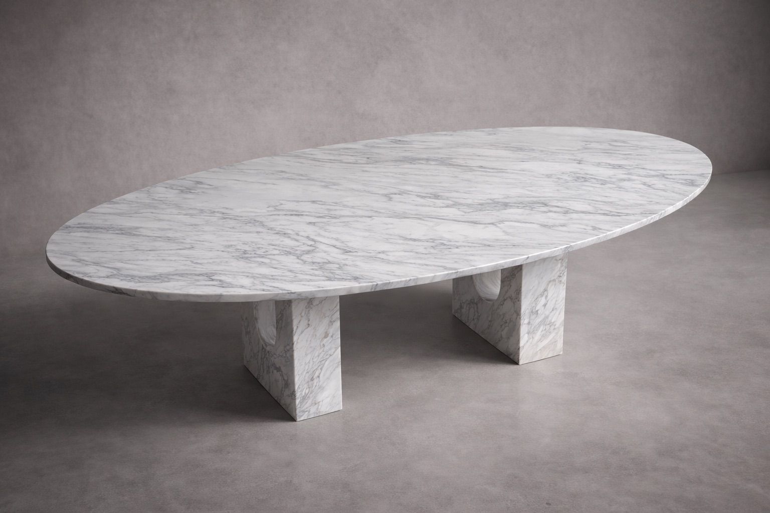 Sinai Italian Carrara Marble Oval Dining Table