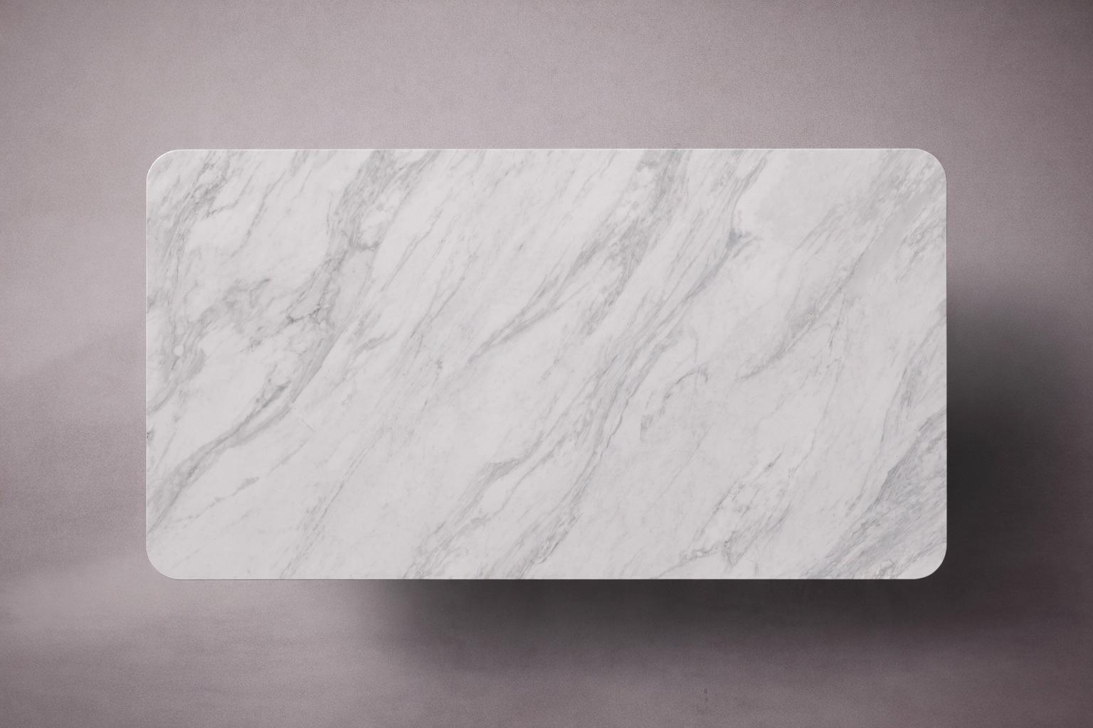 Pang Rectangular Italian Carrara White Marble Dining Table