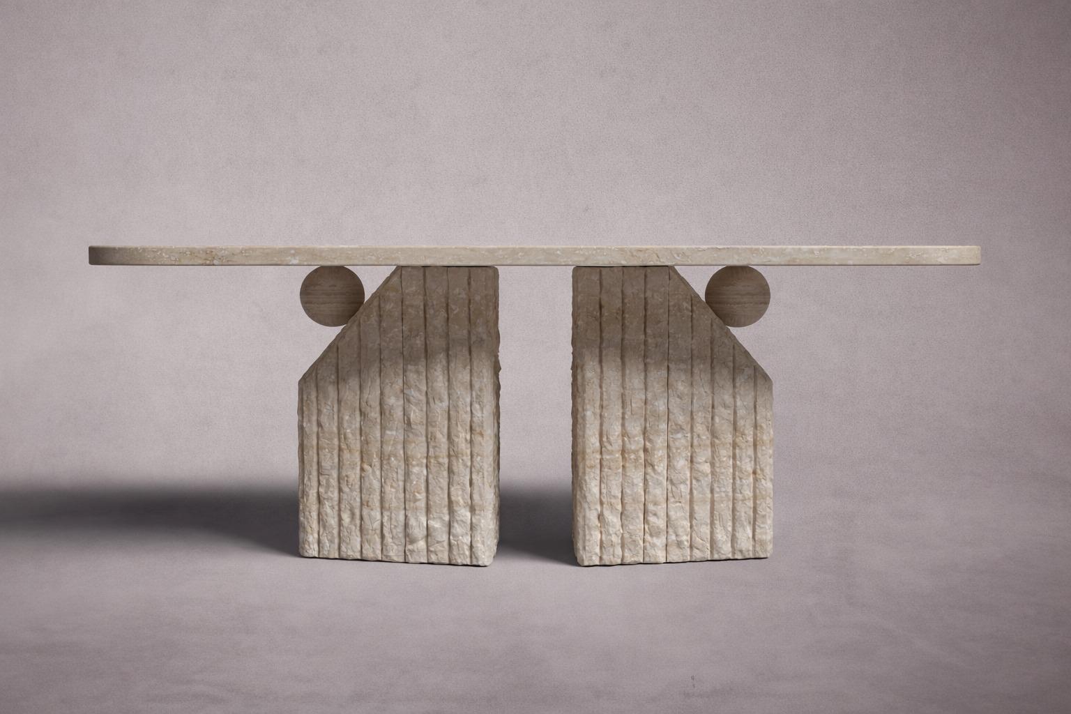 Nida Rectangular Travertine Dining Table