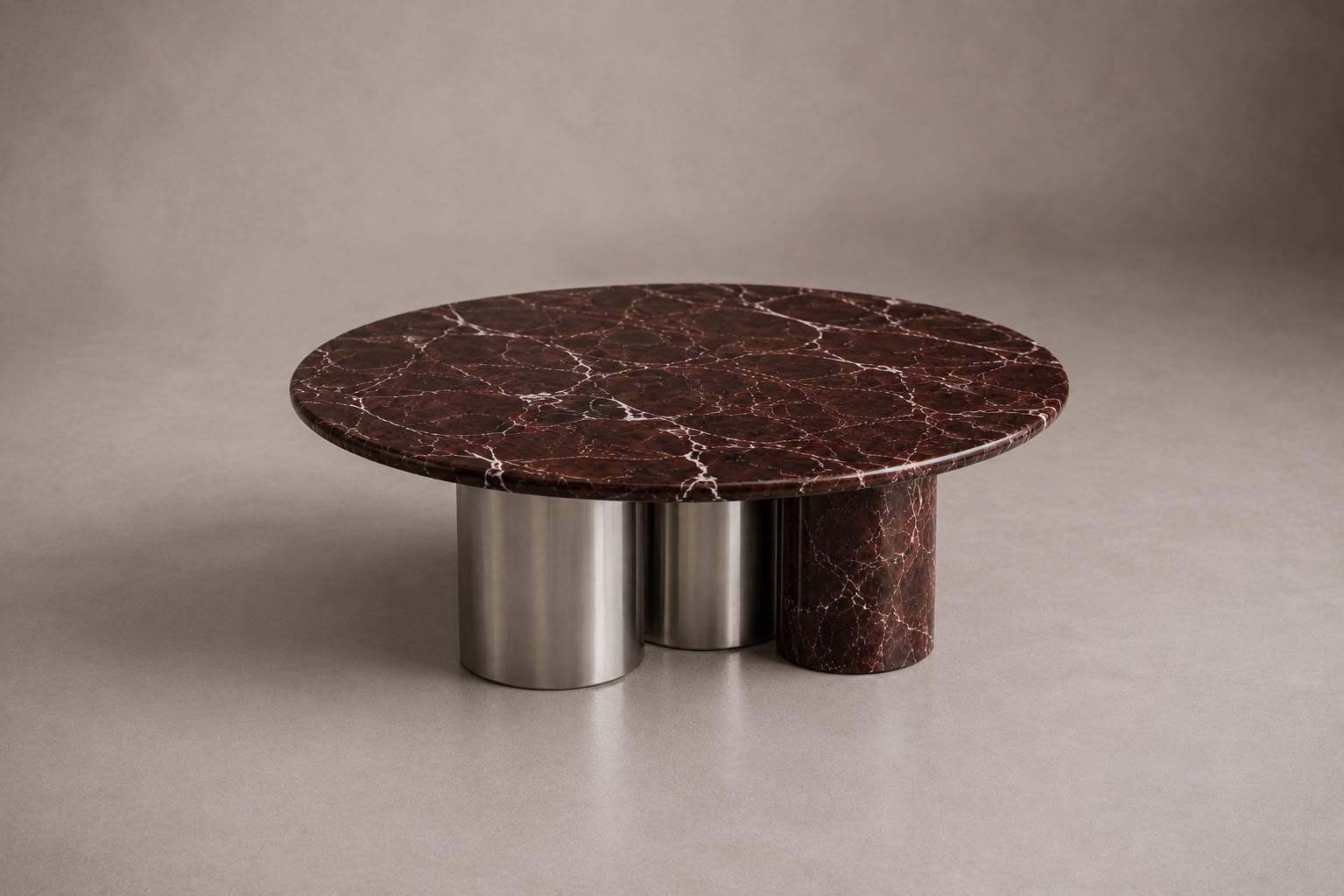 Ember Rosso Levanto Marble Round Coffee Table