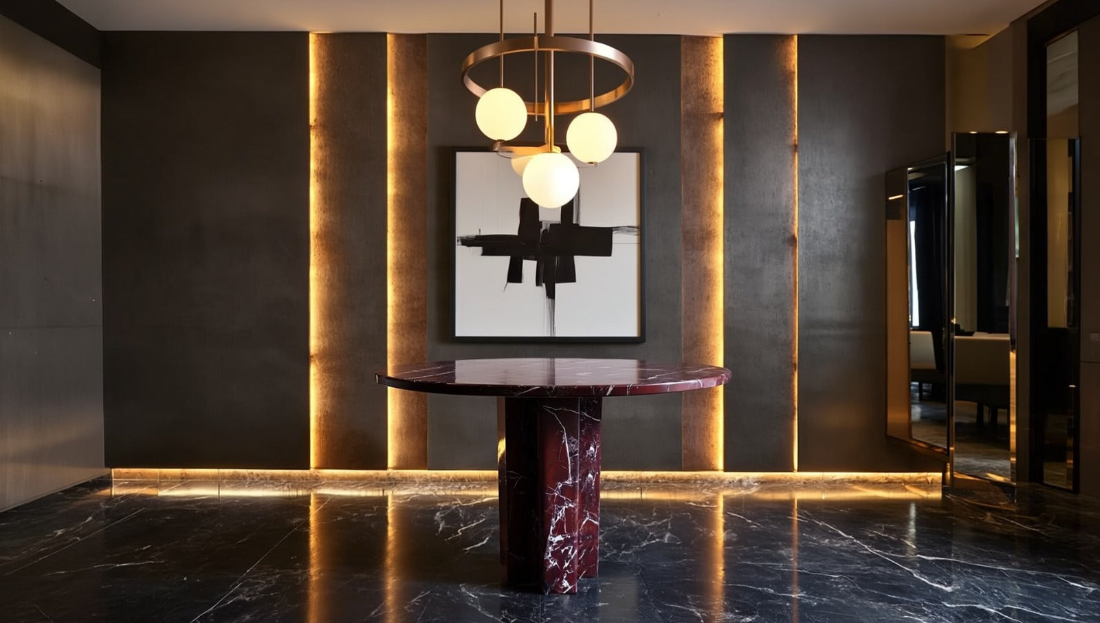 red marble round table. round red marble dining table. red marble entry table. red marble round entry table. red marble hallway table. custom marble dining table. custom marble table. custom red marble dining table.