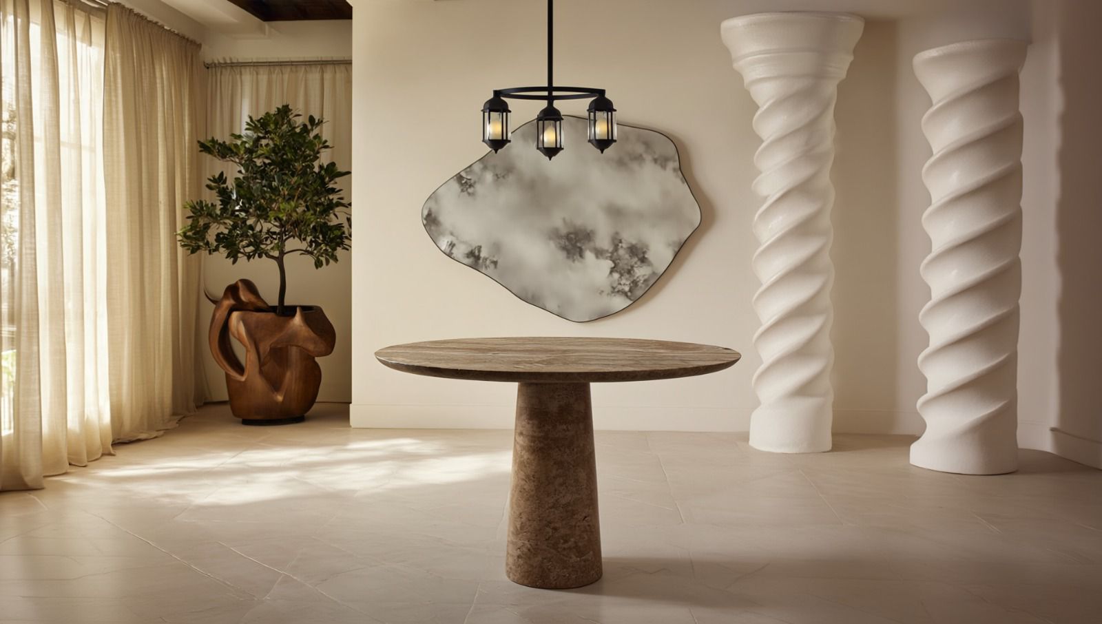 Essence Noche Travertine Round Table